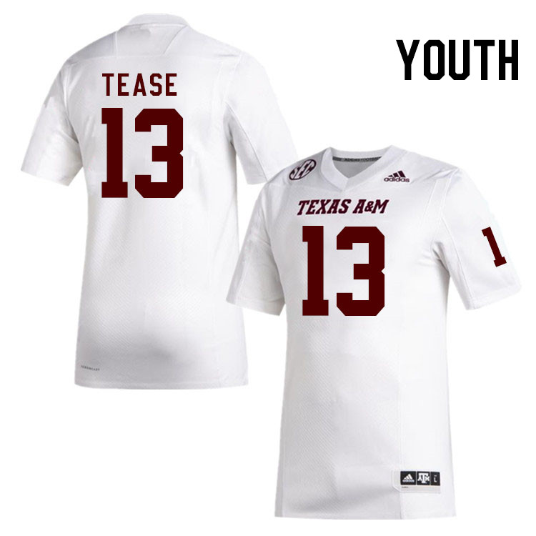Youth #13 Micah Tease Texas A&M Aggies College Football Jerseys Stitched Sale-White